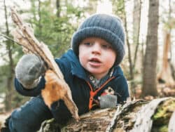 Toddler playing outside at Juniors Day Nursery.